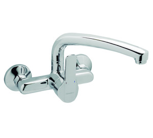 Wall single-lever sink mixer 15 cm, long spout